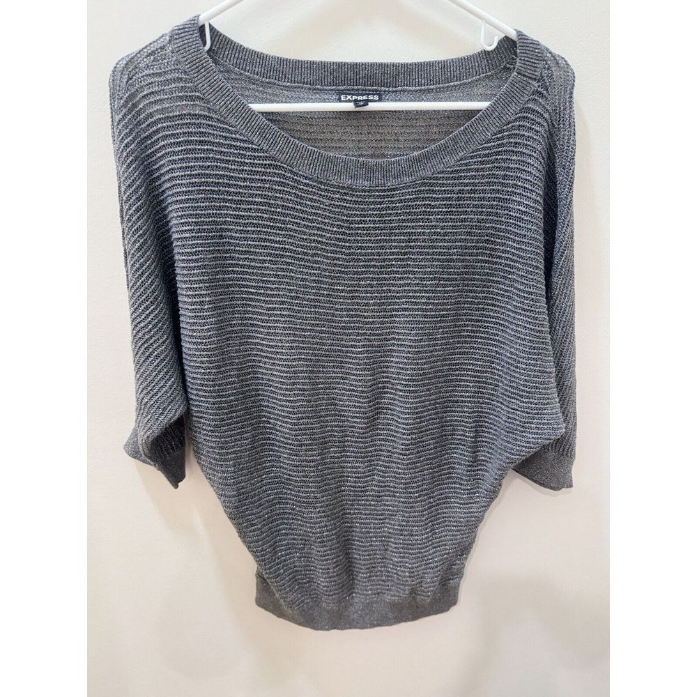 EXPRESS Silver Knit Dolman Sweater,  XS Petite